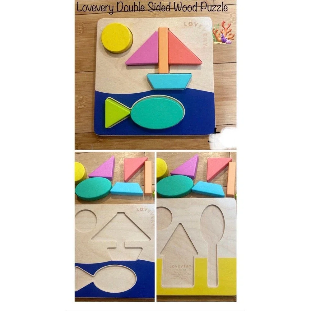 Lovevery Sunny Day Double Sided Wood Puzzle Montessori Toy